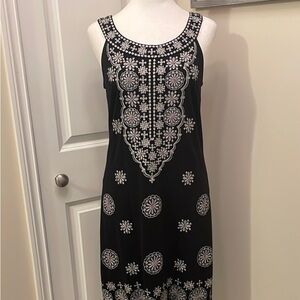 Elegant Black and White Floral Dress